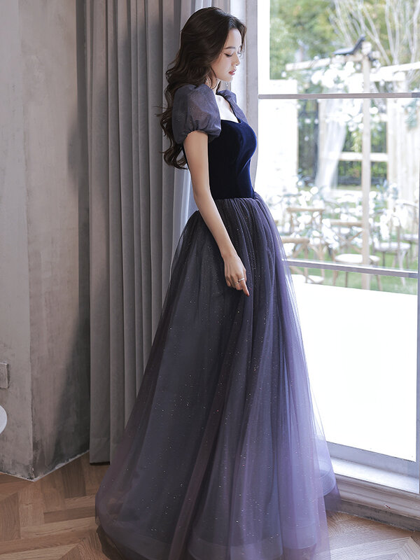 Prinzessin Fee Prom Lange A-linie Tüll Abendkleid Elegante Square Neck Sexy Backless Prom Party Kleider