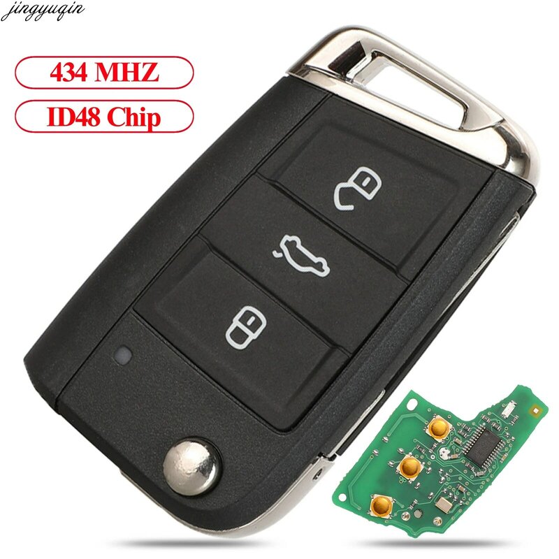 Jingyuqin Keyless-go полуумный Автомобильный ключ 434 МГц MQB ID48 Для VW Seat Golf7 MK7 Touran Polo Tiguan 5G6959752AB/BB/Q 6V0959752D