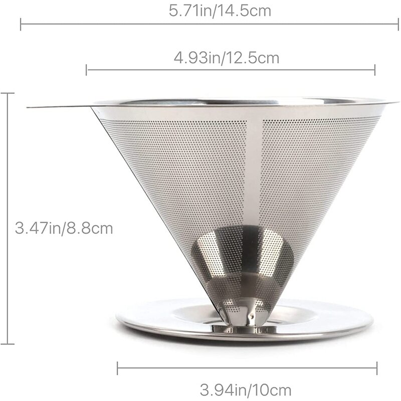 Pour Over Coffee Dripper Reusable หยดกรวยกรองกาแฟแบบพกพา Pour Over Coffee Maker Home Office Camping