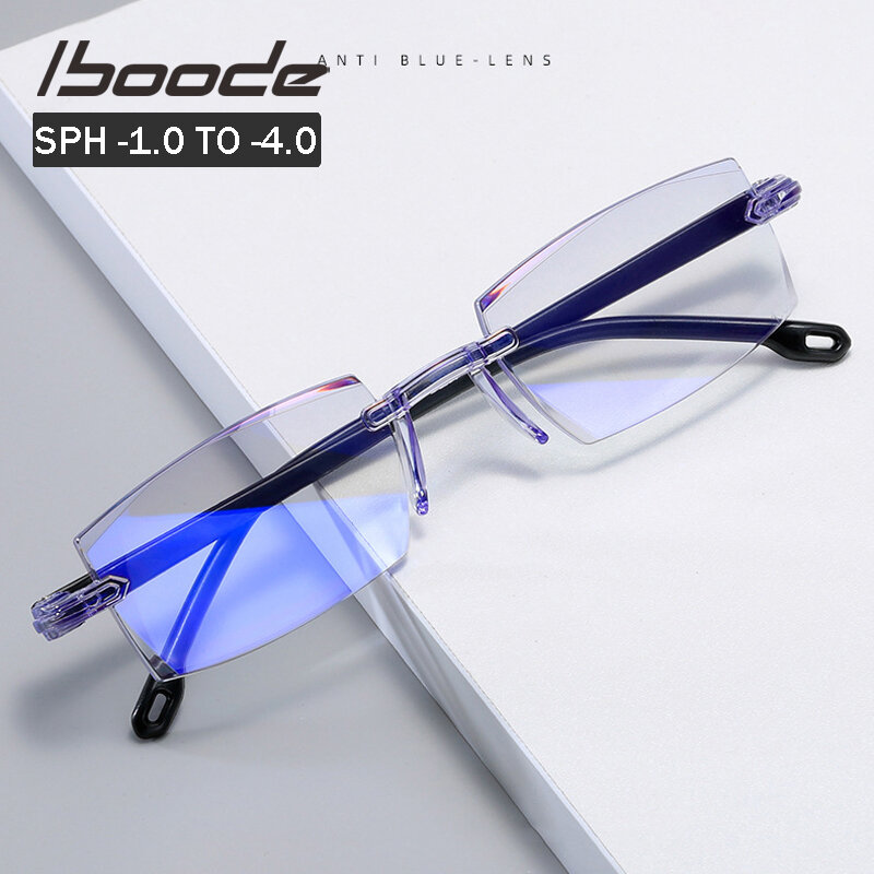 Iboode-1,0-1,5-2,0-2,5-3,0-4,0 gafas para miopía terminadas, gafas graduadas ópticas clásicas Anti luz azul, mujeres y hombres