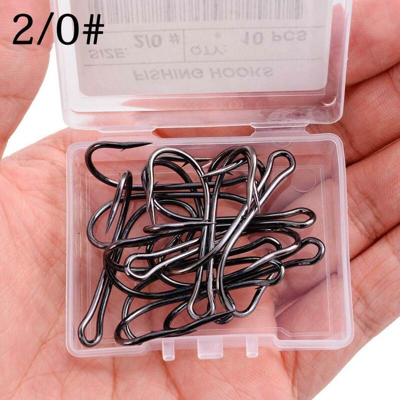 10pcs/box Double Fishing Hook Carbon Steel Crank Barbed Jig Hook for Carp Fishing Fly Tying Soft Lure Fish Accessories Fishhook