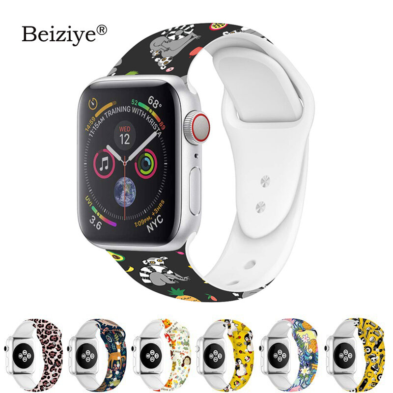 Bande de motif coloré pour bracelet de montre Apple 42mm 38mm bracelet de remplacement en Silicone souple pour bracelet de montre Apple 5 4 40mm 44mm