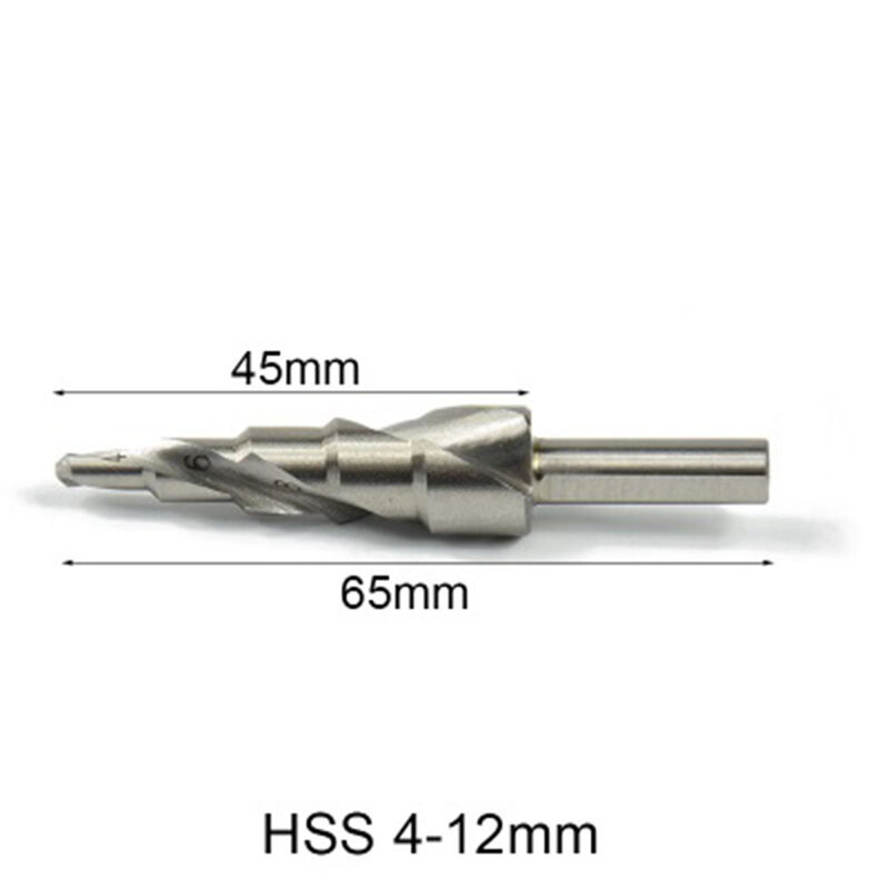 Mini accesorios de perforación de Metal acanalado en espiral, broca cónica escalonada de plata, 4-12 HSS
