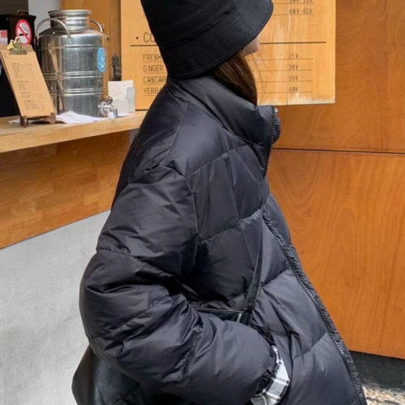 Parkas de mujer de moda de estilo coreano de invierno cremallera holgado Casual acogedor cálido acolchado-Encuentro de la calle Harajuku ropa Popular