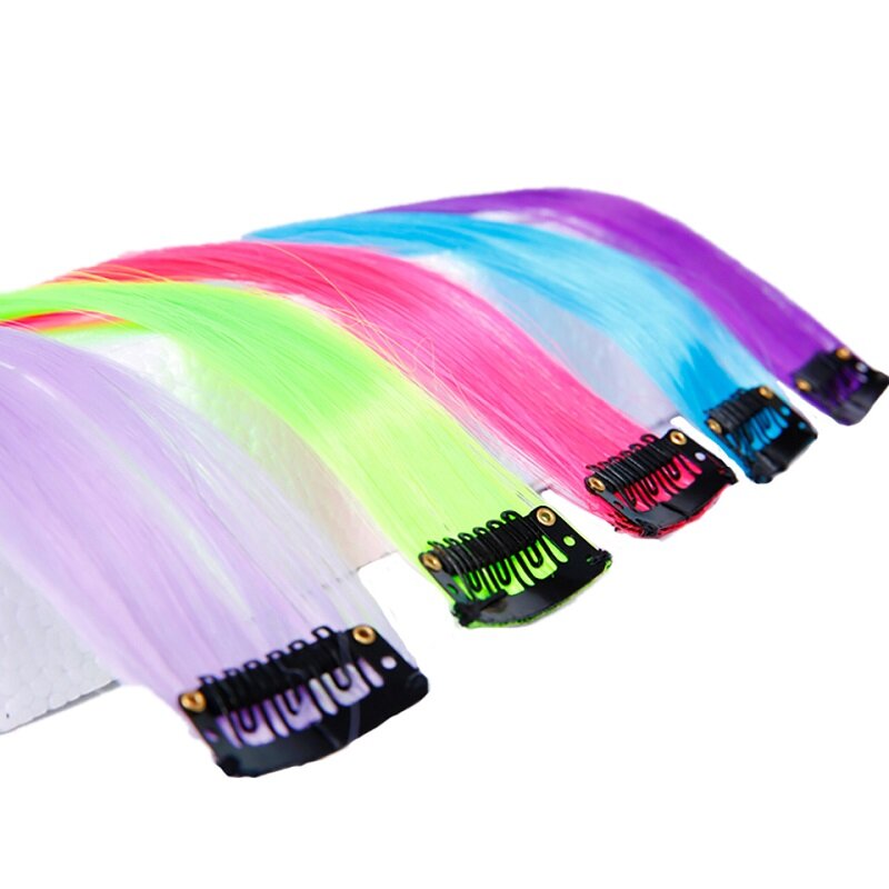AILIADE 24 Inches Clip-In One Piece Hair Extensions Pure Color Straight Long Synthetic Hair Fake Hair Pieces Clip In 2 Tone Hair