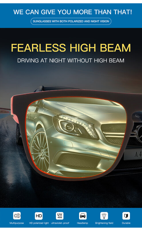 HOOLDW-gafas de sol polarizadas para hombre y mujer, lentes antideslumbrantes amarillas, para conducción nocturna, UV400