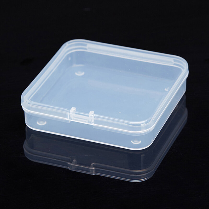 Caja organizadora de joyas de plástico, cajas de almacenamiento de plástico, contenedor pequeño transparente para cuentas, Arte y manualidades, 7x7x1,7 cm