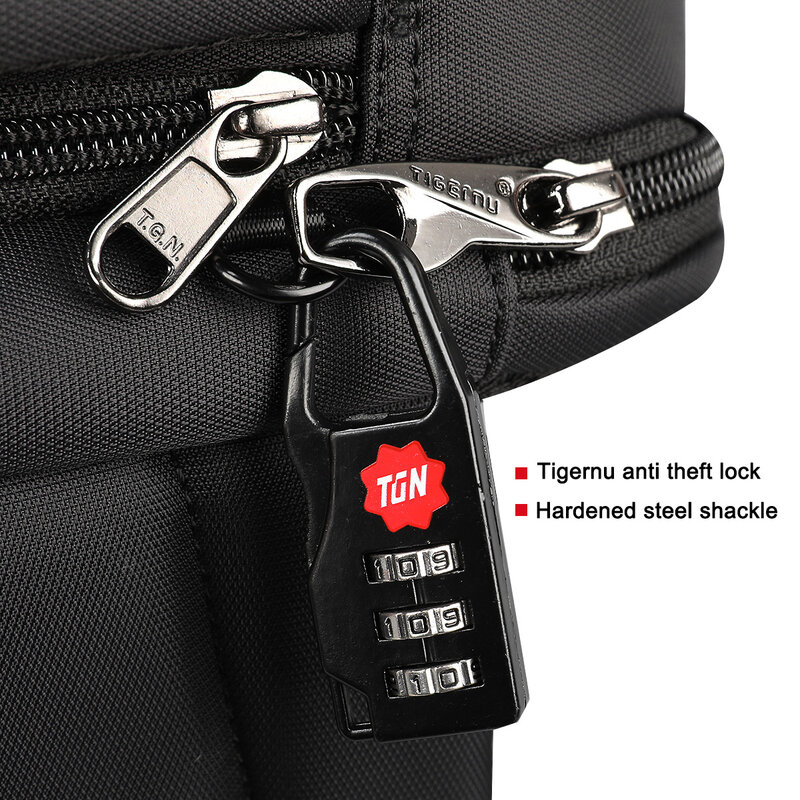 Tigernu-Small Combination Code Lock para Bagagem, Cadeado Número Preto, Code Lock, Adequado para Zipper Bag, Mochila, Travel Bag