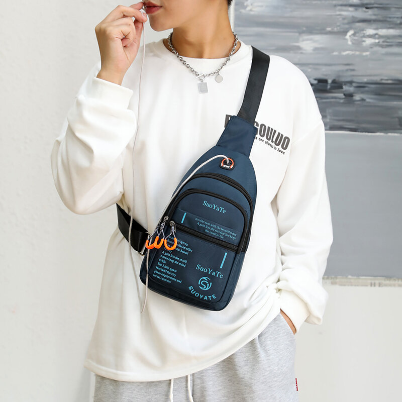 Модная функциональная нагрудная сумка для мужчин, прочная тканевая мужская сумочка на плечо с несколькими карманами, уличная нагрудная сумка