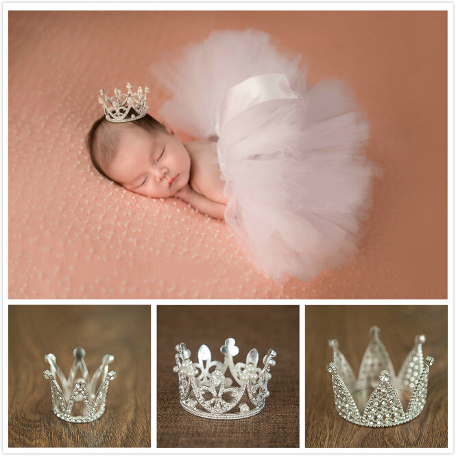 Baru Lahir Phototgraphy Alat Peraga Bayi Crown Mutiara Silver Golden Crown Kreatif Alat Peraga Bayi Menembak Aksesoris Jenis Bayi Mini Crown