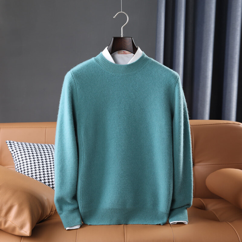 Soft Warm Sweaters Men 100% Pure Merino Wool Knitting Jumpers Full Sleeve Oneck Winter New Pullovers Male Thicker Woolen Clothes
