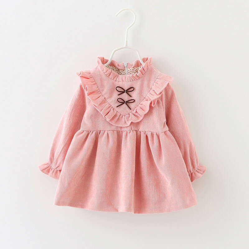 Newborn Baby Clothes Girl Dress Winter Infant Toddler Dress Corduroy Plus Cashmere Cute Bow Dress Princess Party Dress Ropa Bebe