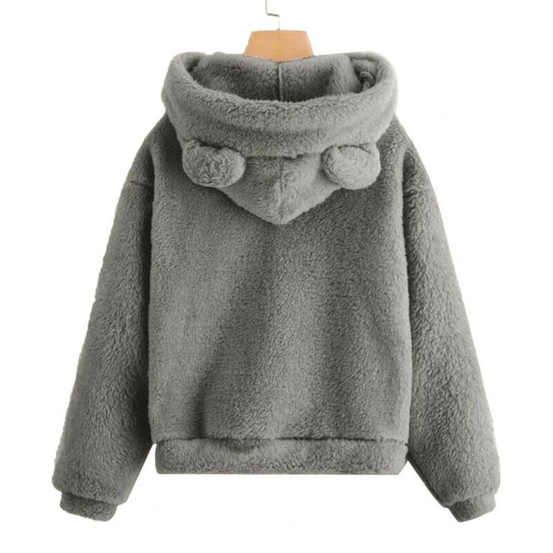 Outono inverno feminino hoodies inverno feminino manga longa coelho orelha capuz moletom bonito pelúcia quente casual hoodie topos