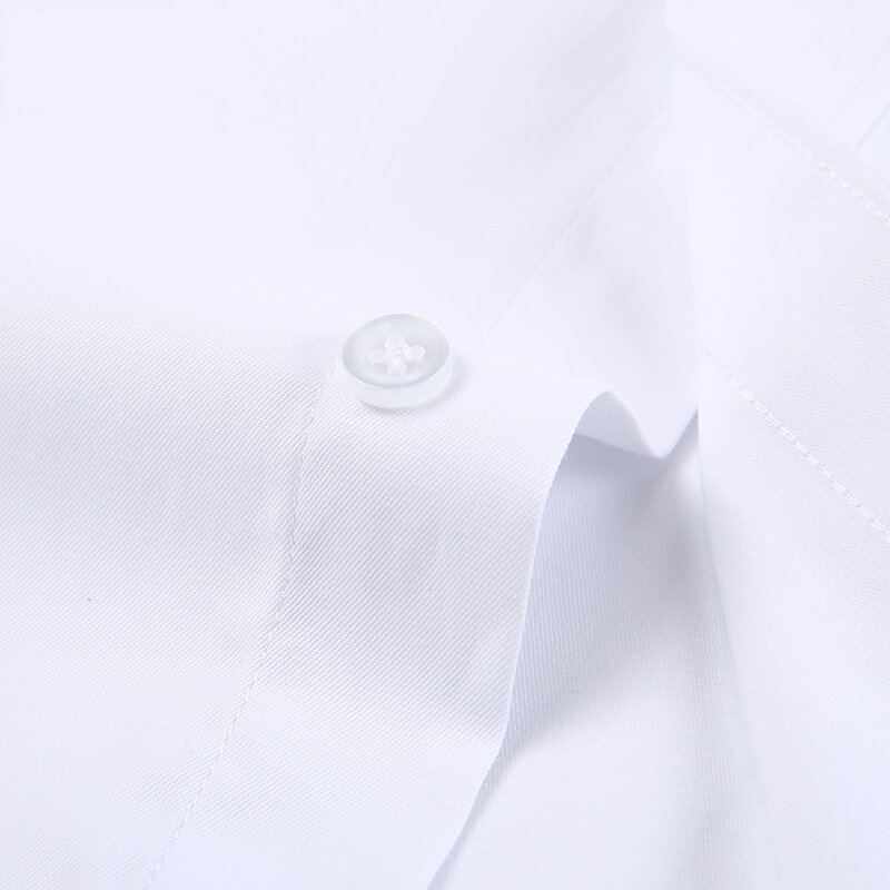 Męska klasyczna koszula z długim rękawem dopasowana sukienka formalna biznesowa społeczna prosta podstawowa konstrukcja biała praca biuro koszula na co dzień