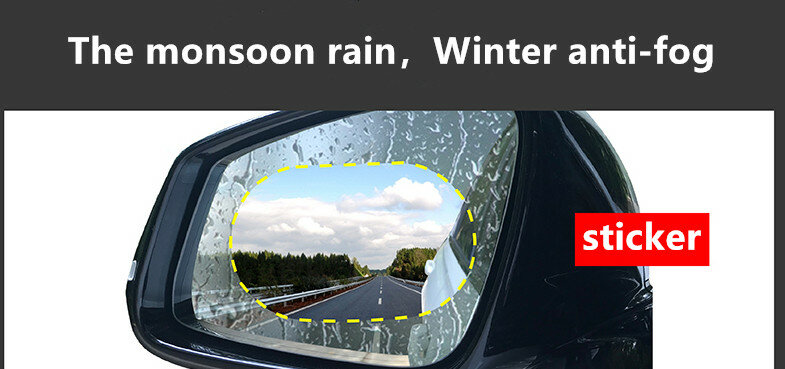2 Pcs Car Rainproof Clear Film Rearview Mirror Protective Anti Fog Waterproof Film Auto Sticker Accessories