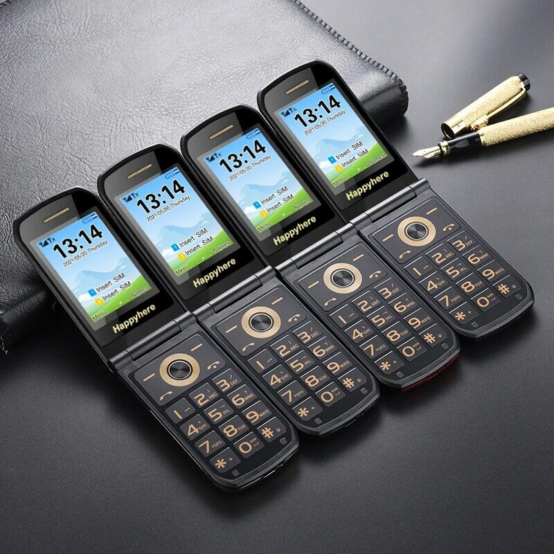 Happyhere F18 разблокированные раскладные мобильные телефоны с двумя экранами и скоростным циферблатом, сотовый телефон с кнопкой SOS и MP3