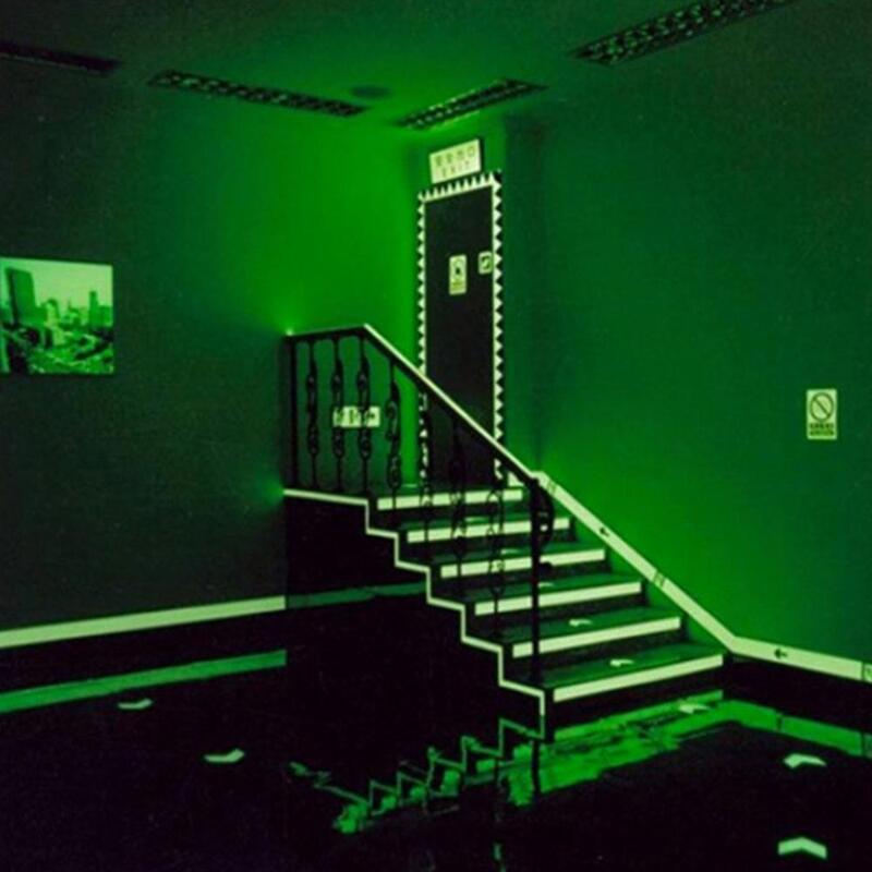 Brilho autoadesivo fluorescente na fita adesiva escura, noite luminosa, segurança, decoração do lar, fita de advertência, 1cm x 1m
