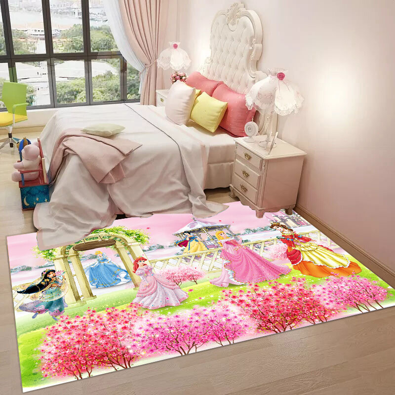漫画のプリンセスカーペット,長方形のリビングルームカーペット,子供の寝室のベッドサイドラグ,ベビープレイマット