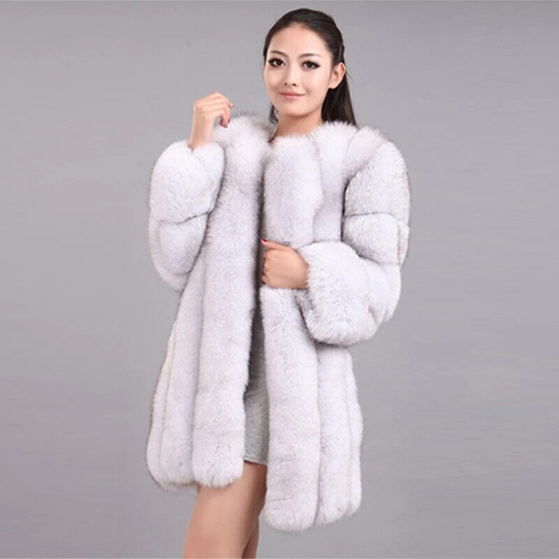 HJQJLJLS 2022 zima nowy mody kobiety długi płaszcz ze sztucznego futra kobiet Fuzzy futro zimowy gruby ciepły, puszysty futro kurtka