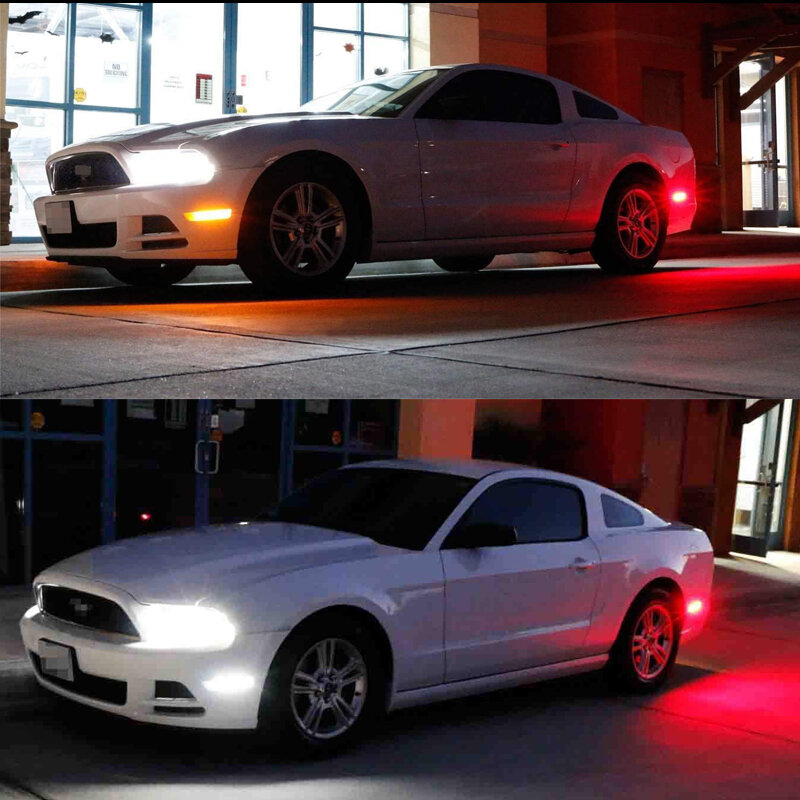 IJDM-luces de posición lateral delantera y trasera de coche, luz LED ámbar/blanca roja para parachoques delantero de Ford Mustang 2010-2018