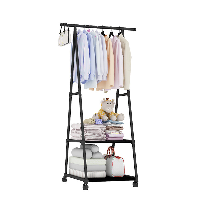 Multi-Function Coat Rack Removable Bedroom Hanging Clothes With Wheels Floor Standing Triangle Hanger
