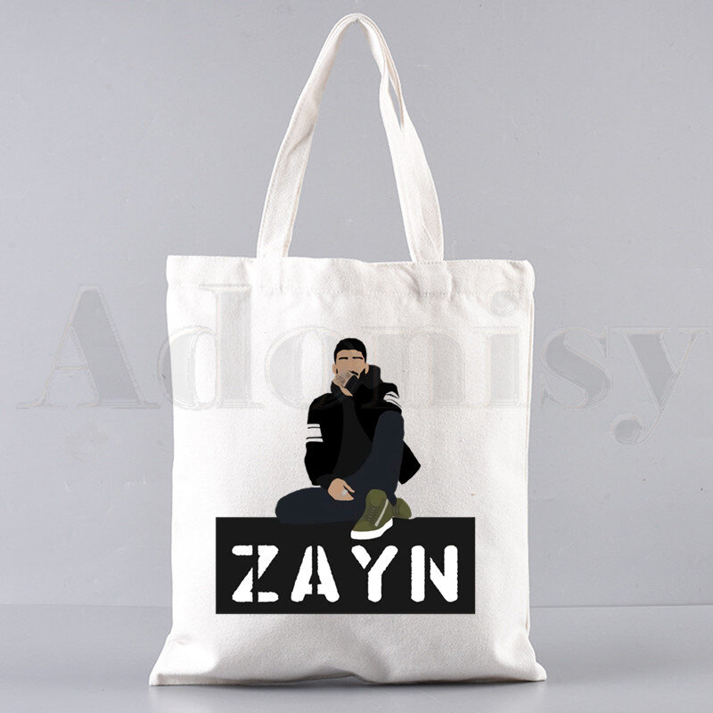 Zayn malik ninguém está ouvindo harajuku gráfico bolsas de ombro sacos de compras casuais meninas bolsa feminina elegante lona