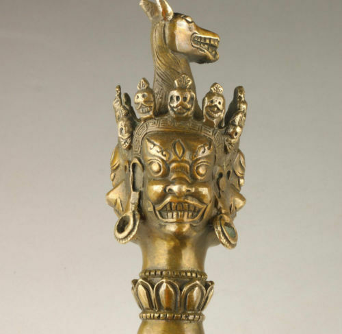 Artes artesanato cobre elaborada coleção artesanal antigo bronze budista ferramentas de exorcismo espiritual estátua