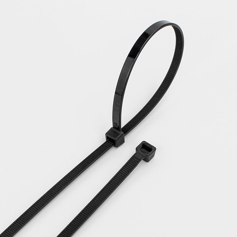 100 szt. Samozabezpieczająca plastikowa opaska nylonowa czarna taśma mocująca zestaw kablowy Zip Tie pierścień mocujący Zip Wraps Strap Tie