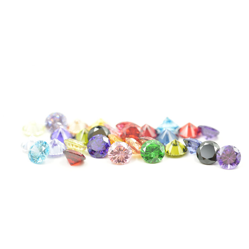 100pcs 0.8～4.0 Round Cut  Multi Various colors loose cubic zirconia bead zircon stone aaaaa For Diy jewelry