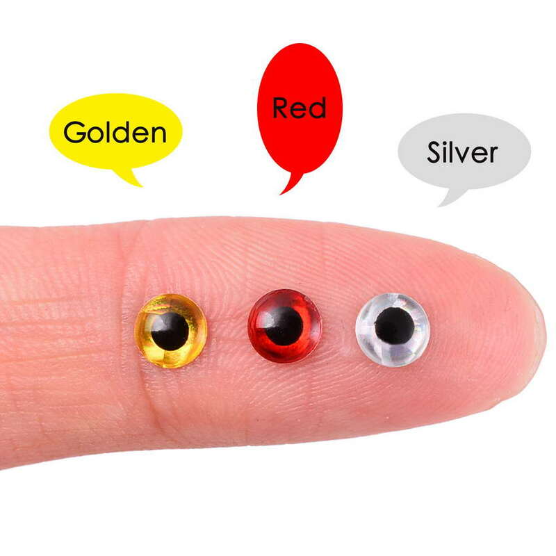 100pcs fishing lure eye 3D 3mm 4mm 5mm 6mm 7mm 8mm 9mm 10mm 12mm simulation fly fishing lures bait fisheye silver red gold eyes