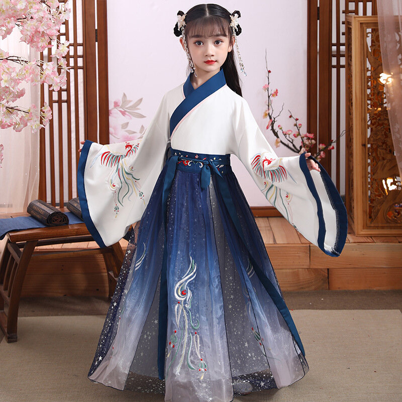 Strój Tang fotografia sukienka Hanfu starożytny chińskie tradycyjne ubrania dziewczyny parkiet sukienka na występy dzieci suknia w stylu qipao