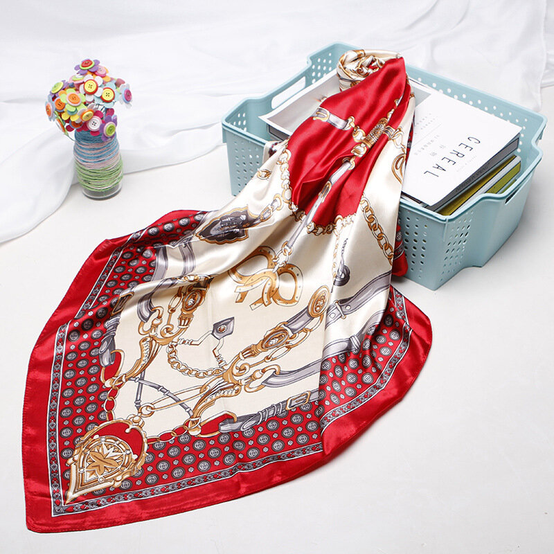 QLUKEOYY-Bufanda de seda de imitación con estampado para mujer, bufandas cuadradas pequeñas, chal, diadema, versátil 2023