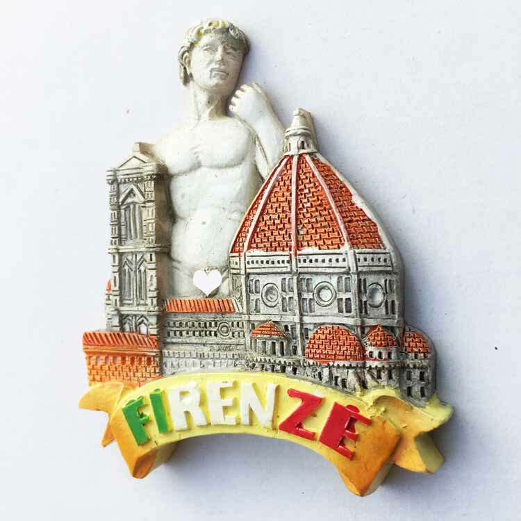 QIQIPP Italy Florence Cathedral of Santa Maria del Fiore Giotto Bell Tower David Statue Tourist Souvenir Fridge Magnet