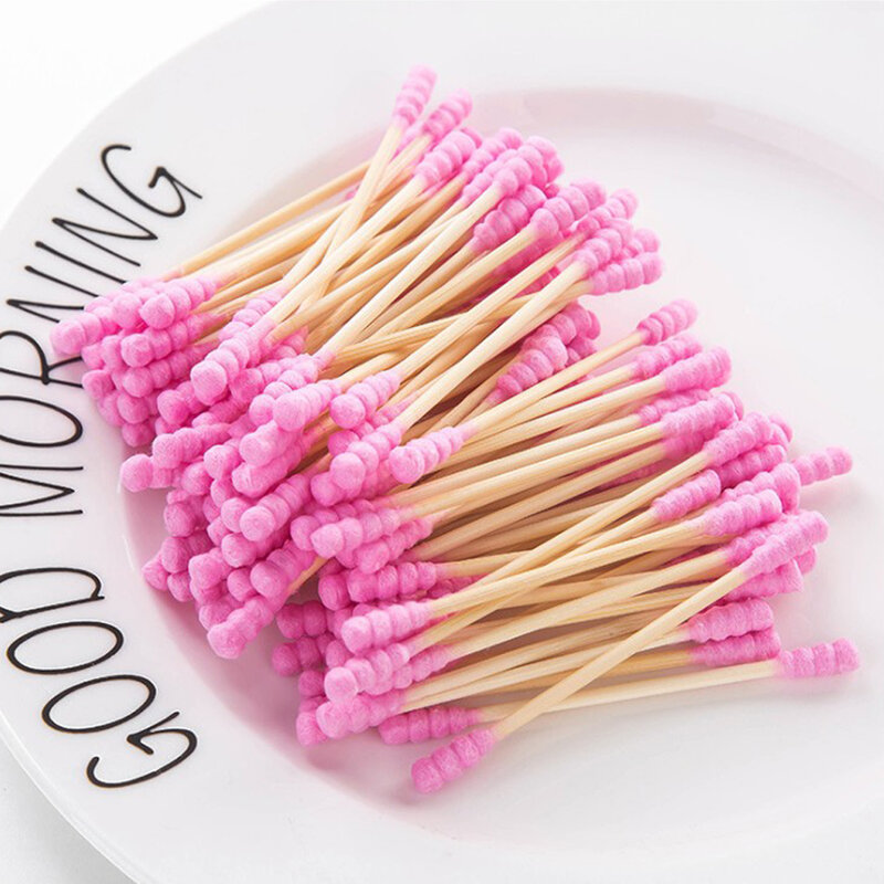 100 Stks/pak Dubbele Hoofd Wattenstaafje Vrouwen Make-Up Knoppen Tip Voor Medische Wood Sticks Neus Oren Cleaning Tools