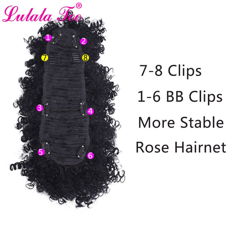 Peluca de cola de caballo Afro rizada con flequillo para mujer, extensiones de cabello sintético, coletas de poni Mohawk