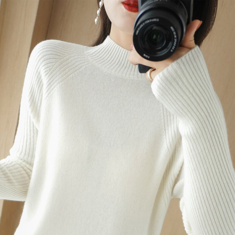 女性用ニットウールセーター,マルチカラーで用途の広い広いセーター,冬と秋,新しいコレクション