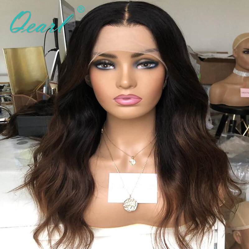 Ombre 1b/30 Color Real Human Hair Lace Front Wigs Brazilian Wavy Lace Frontal Wig for Women Natural Cheaper Wig 180% Thick Qearl