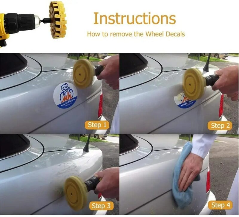 3.5/4inch Decal Removal gumowa gumka koła do usuwania samochodów prążki, naklejki, samoprzylepne naklejki winylowe moc wiertarka Adaper