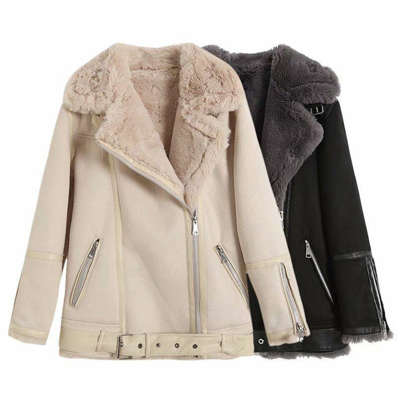 Женская зимняя двухсторонняя Меховая куртка Za, плотная теплая винтажная верхняя одежда с длинным рукавом, шикарные топы, 2023