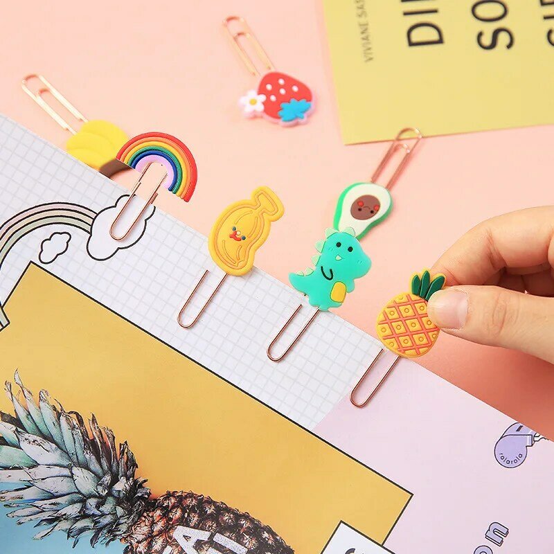 10 pz/lotto simpatici graffette segnalibro Mini Cartoon frutta animali cancelleria coreana Kawaii scuola forniture per ufficio accessori per libri