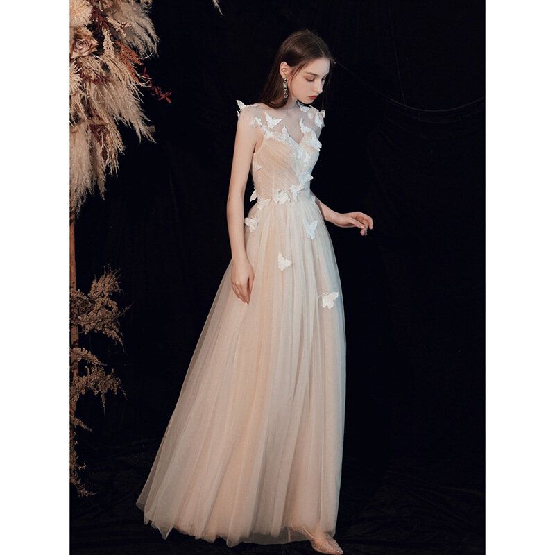 Вечернее платье с аппликацией в виде бабочек, сказочное платье 2020 в западном стиле, для провозглашения тостов, Весна Вечеринка, свадебный банкет