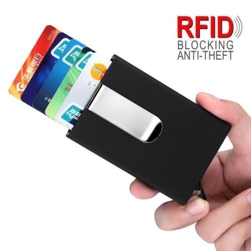 Paquete de tarjetas bancarias de aluminio, billetera de tarjeta de crédito, conjunto de tarjetas de escudo rfid, caja de tarjetas, paquete de documentos, billetera de metal, tarjetero de negocios