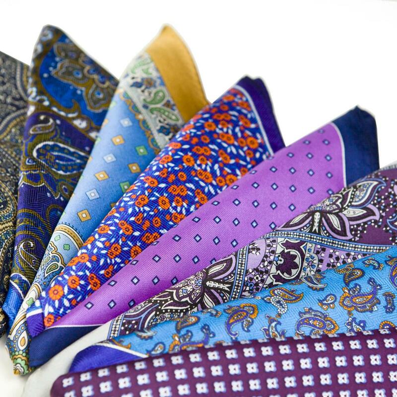 Разноцветный Карманный квадратный шелковый мужской платок с принтом