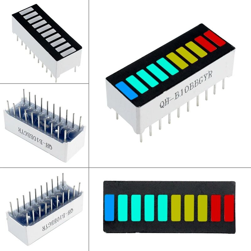 Led bargraph lâmpada de luz 10 segmentos 4 cores multi-color módulo de exibição de luz gráfico de barra tubo digital ultra brigh multi-color