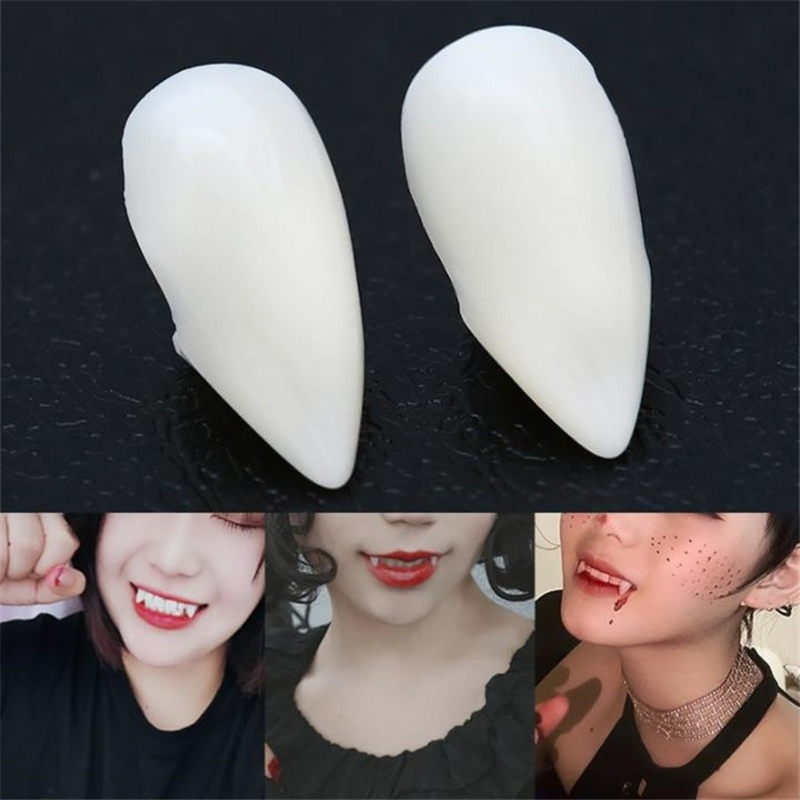 Halloween Cosplay Vampire Zähne Fangs Zahnersatz Prop Halloween Kostüm Requisiten Falsche Zähne Festen Klebstoff Klebstoff Make-Up Requisiten