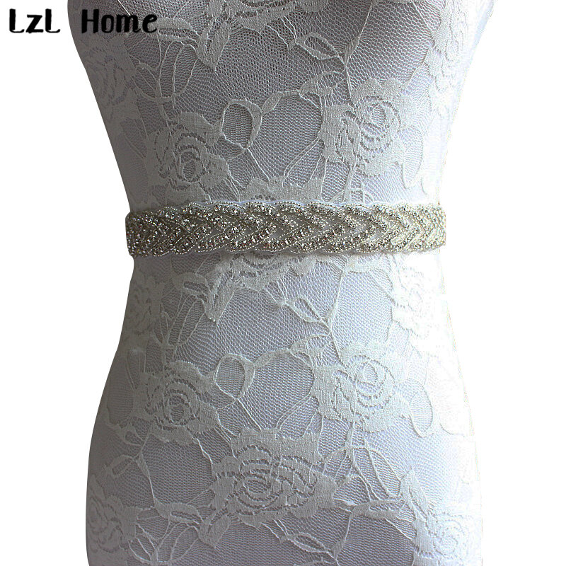 LzL Home حزام حجر الراين للمرأة 100% اكسسوارات الزفاف اليدوية حزام الزفاف الأكثر مبيعا حفلة الزفاف الأبيض حجر الراين حزام