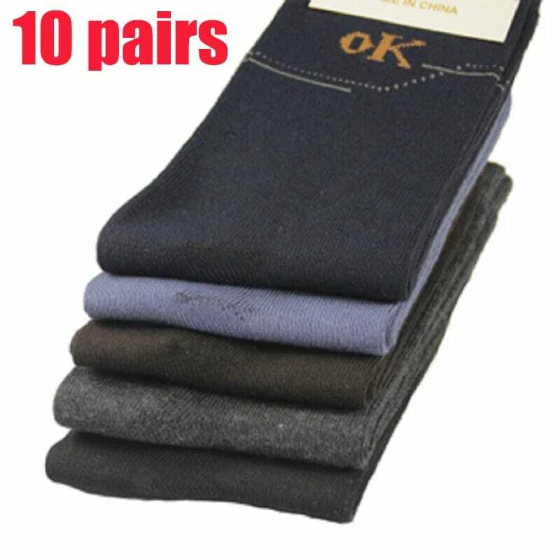 Meias empresariais de algodão confortáveis para homens, meias casuais masculinas para tubo, primavera outono e inverno, 10 pares por lote