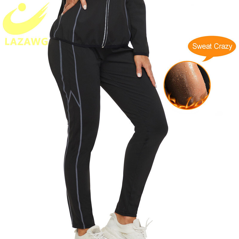 LAZAWG สตรีลดน้ำหนักกางเกงเหงื่อซาวน่า Shapers ซาวน่าเหงื่อ Slimming กีฬาหญิงกางเกงออกกำลังกายฟิตเนสกางเกงขาสั้น
