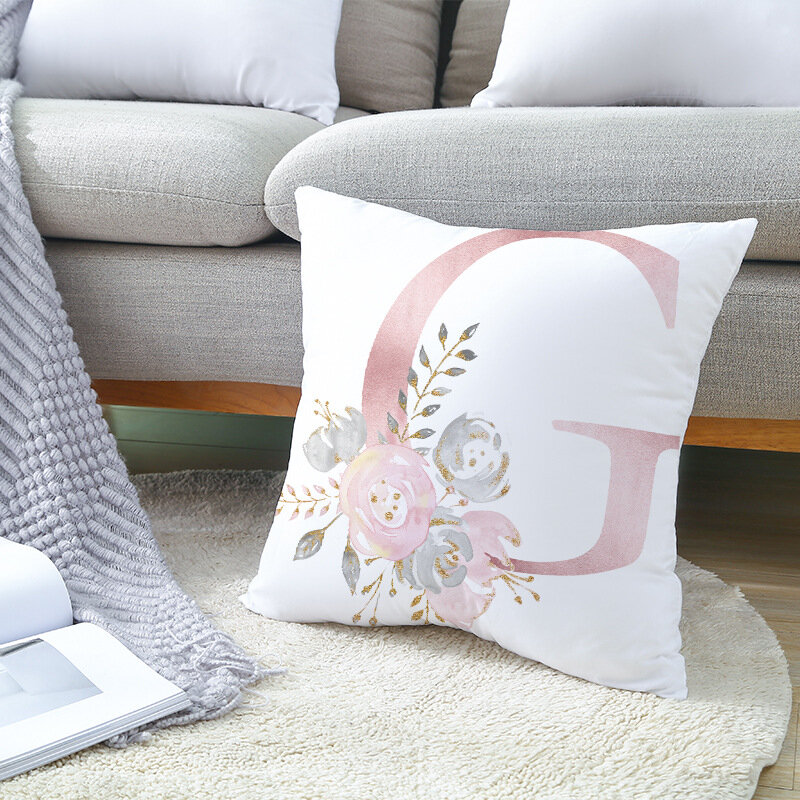 45x45CM Pink Letter Decorative Pillow Cushion Covers Pillowcase Cushions for Sofa Polyester Pillowcover Cuscini Decorative Home