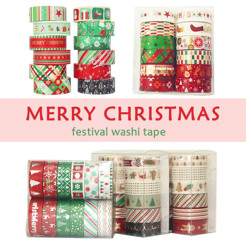 装飾的なクリスマステープ,60メートル,緑の星,金と銀のアルミホイル,かわいい文房具,12個/ピース/ロット